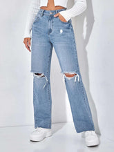 PETITE Ripped Straight Leg Jeans